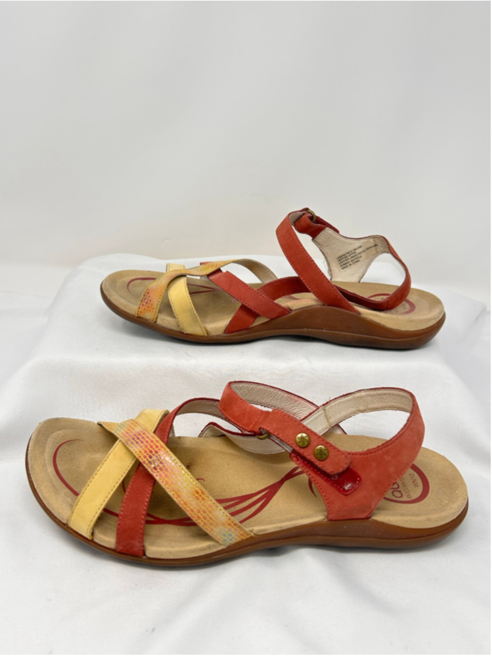 Abeo Laguna W610 Sandals Red Yellow Leather Size 10